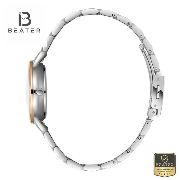 Lee Cooper LC08080.520 Women's Silver Rose Gold Metal Band Detail - Beater