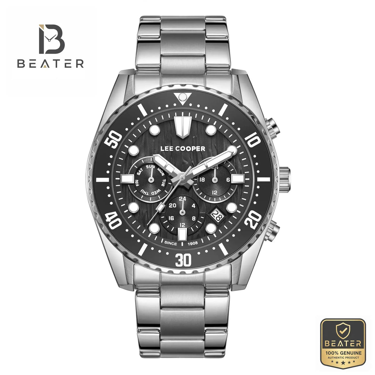 Lee Cooper LC08101.350 Men's Black Dial Watch Front View - Beater