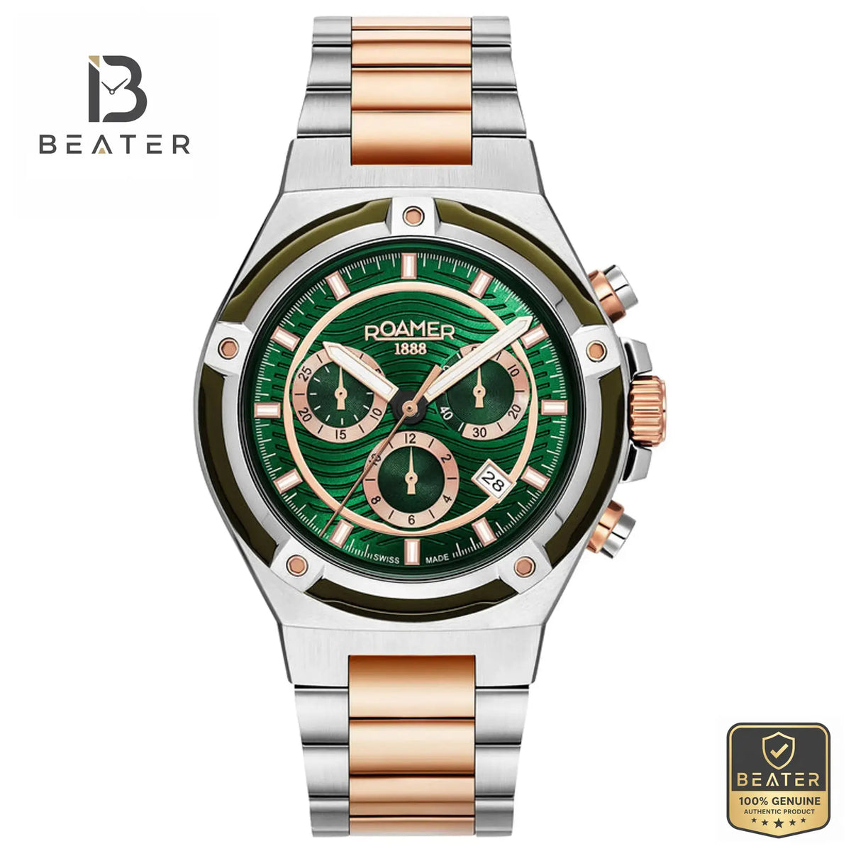 Roamer 221837 49 75 20 Men's Green Chronograph Watch Front Dial View - Beater Main image