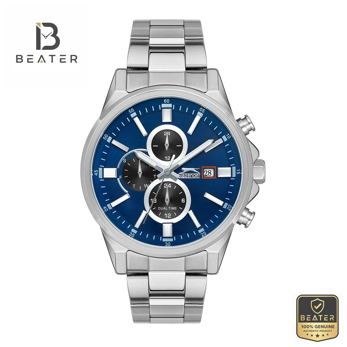 Slazenger SL.09.2139.2.02 Men's Blue Dial Metal Bracelet Watch Front View - Beater
