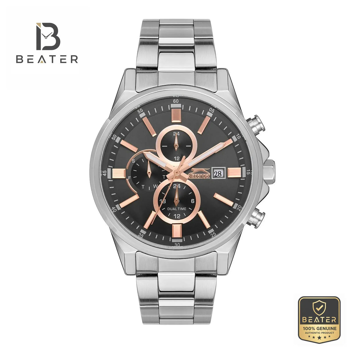 Slazenger SL.09.2139.2.05 Men's Silver Dial Metal Bracelet Watch Front View - Beater Main image