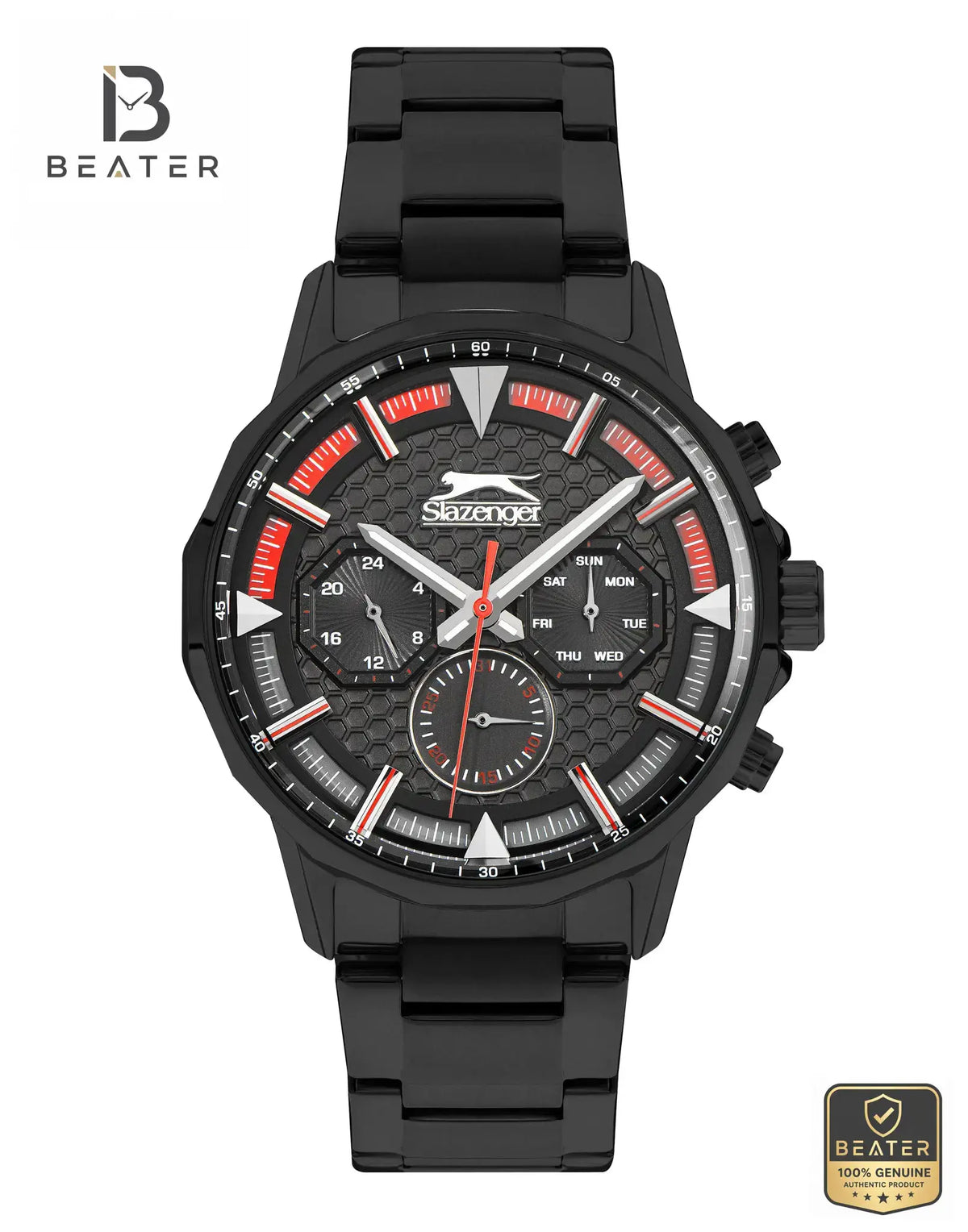Slazenger SL.9.2216.2.05 Men's Black Dial Metal Band Watch Front View - Beater Main image