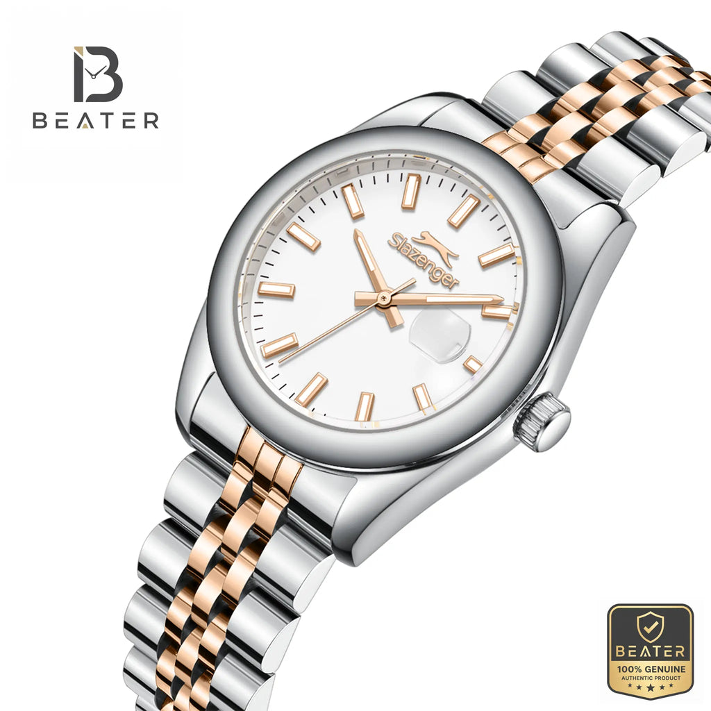 Slazenger SL.9.2577.3.320 Women's Silver Rose Gold Metal Bracelet Case Profile - Beater