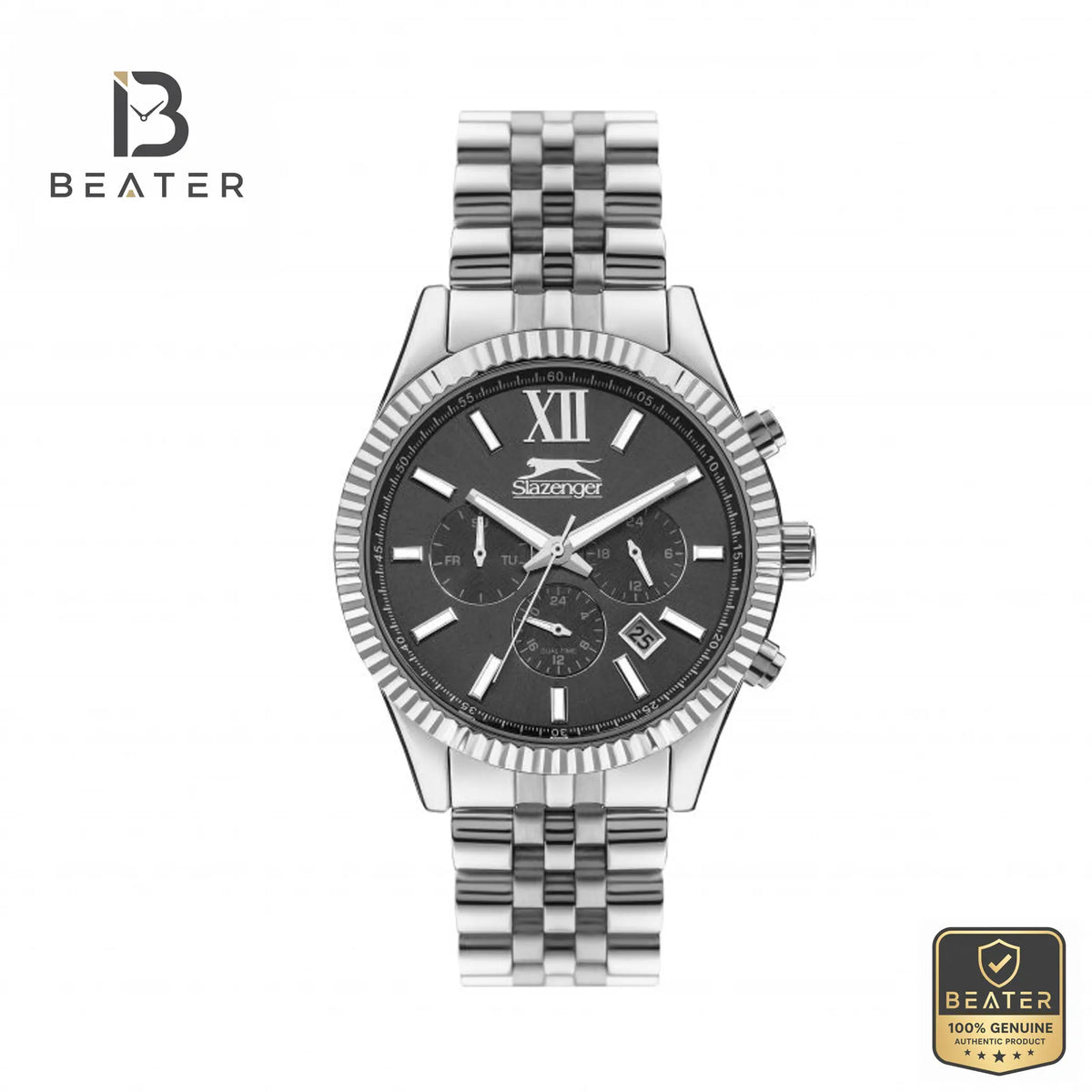 Slazenger SL.9.6555.2.02 Men's Black Dial Bracelet Watch Front View - Beater