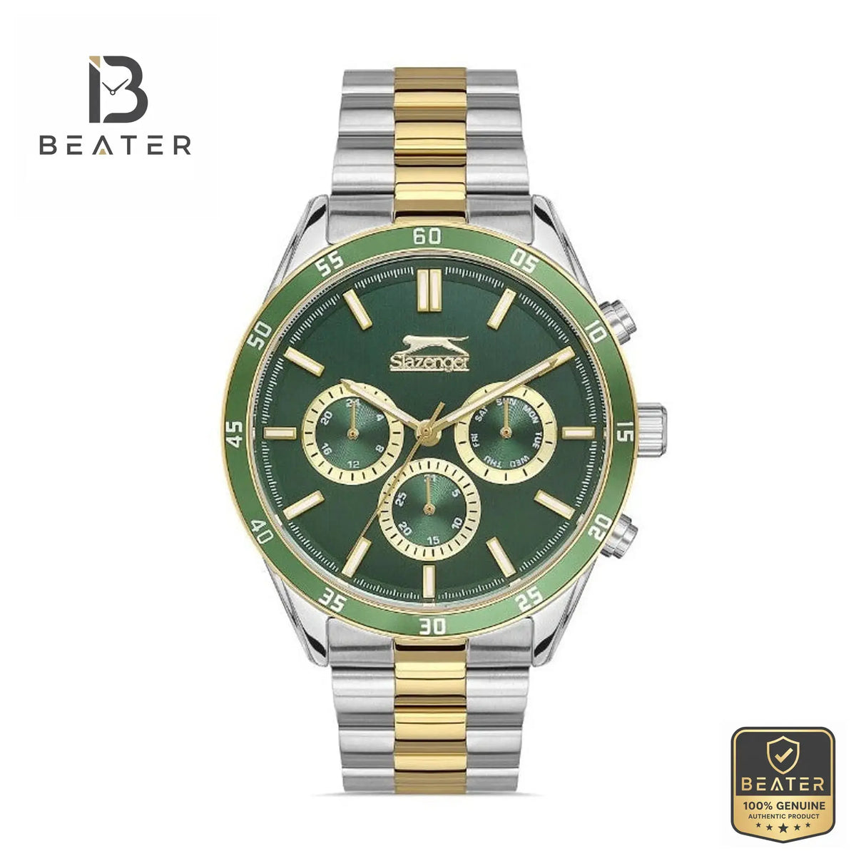 Slazenger SL.09.2109.2.03 Men's Green Dial Bracelet Watch Front View - Beater