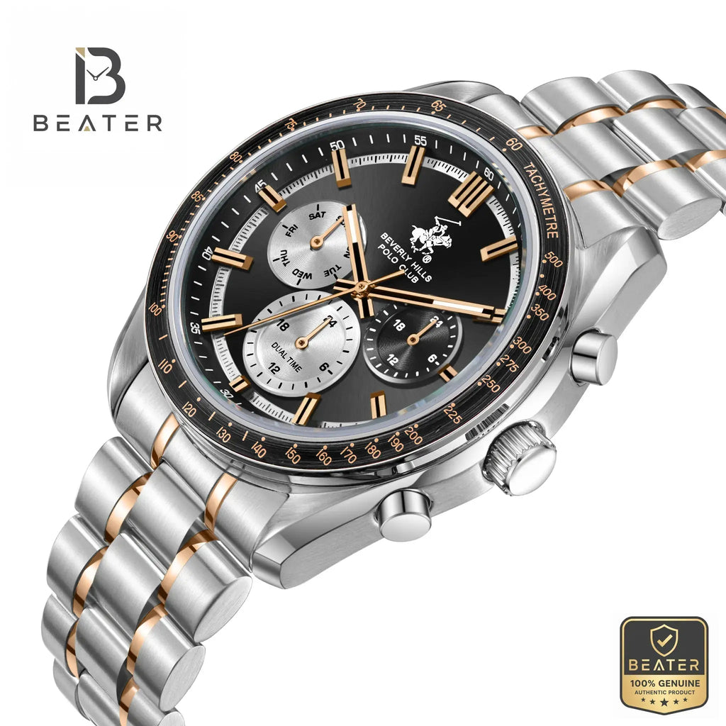 Beverly Hills Polo Club BP3814X.550 Black Dial Case & Bezel Profile - Beater