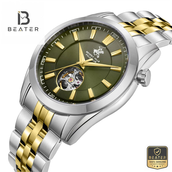 Beverly Hills Polo Club BP3816X.270 Green Dial Case and Bezel Profile - Beater