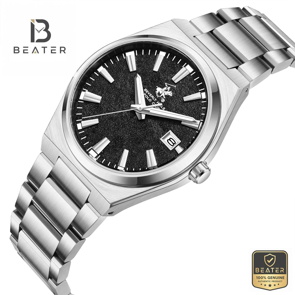 Beverly Hills Polo Club BP3851X.350 Black Mother of Pearl Dial Case & Bezel Profile - Beater