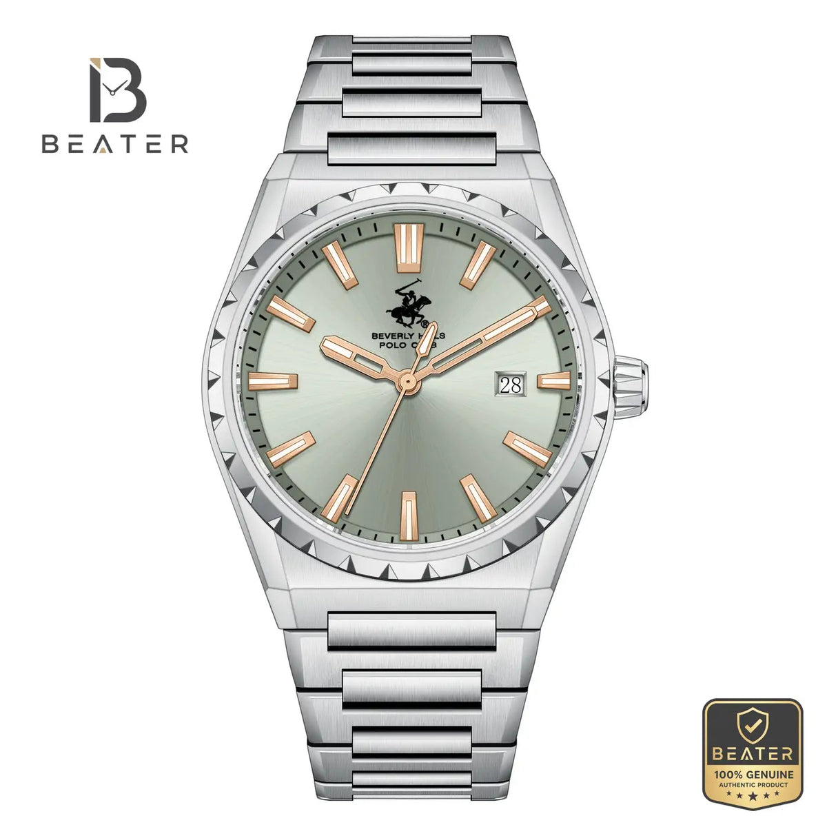 Beverly Hills Polo Club BP3918X.370 Men's Green Dial Watch Front View - Beater