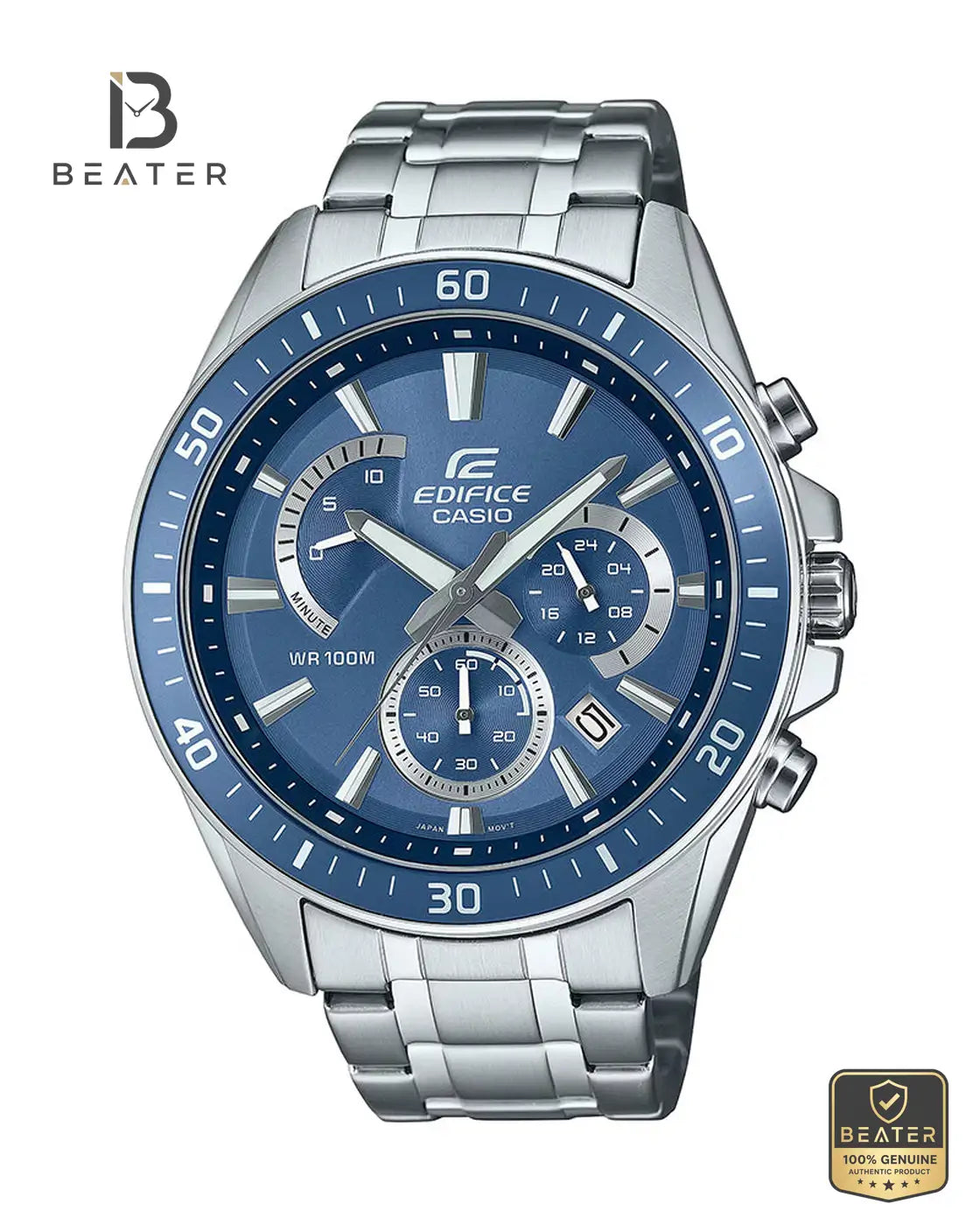 Casio Edifice EFR-552D-2AVUDF Men's Blue Dial Watch Front View - Beater Main image
