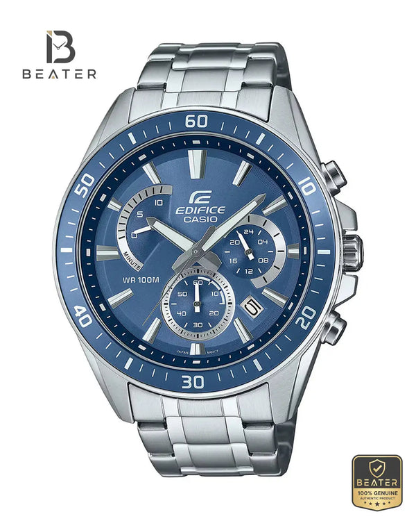 Casio Edifice EFR-552D-2AVUDF Men's Blue Dial Watch Front View - Beater