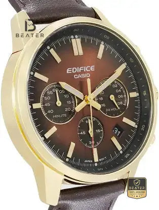 CASIO EDIFICE EFR-575CL-5A Brown Leather Strap & Clasp Detail - Beater