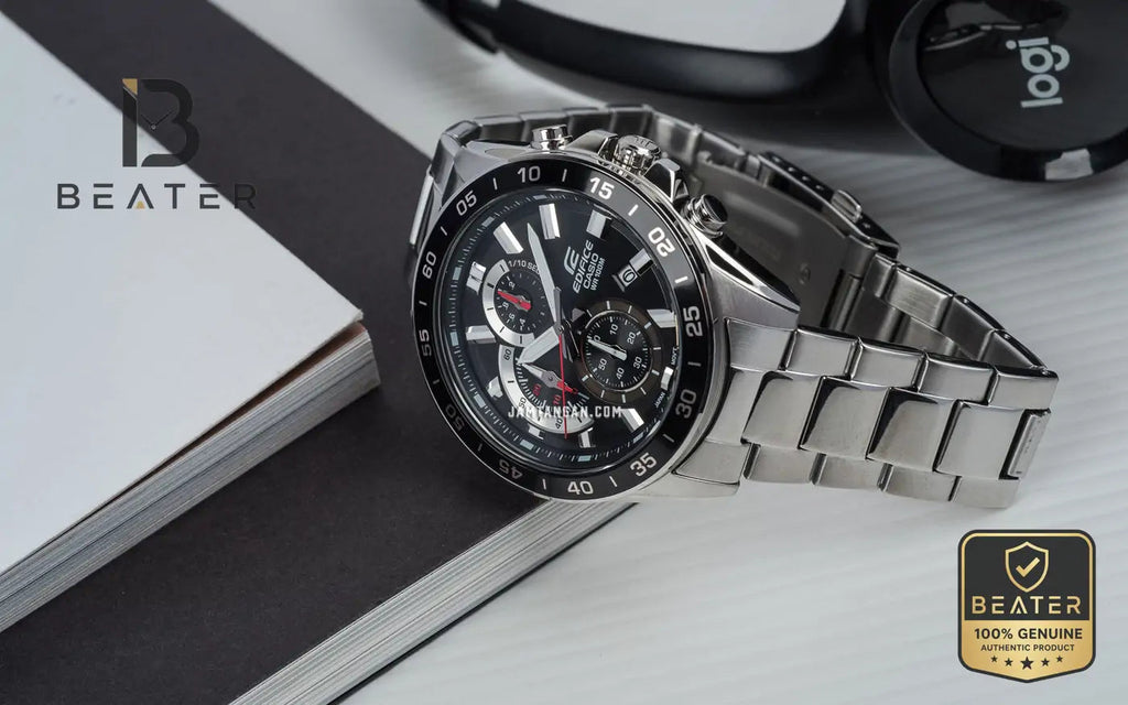 CASIO EDIFICE EFV-550D-1AVUDF Stainless Steel Band & Clasp Detail - Beater