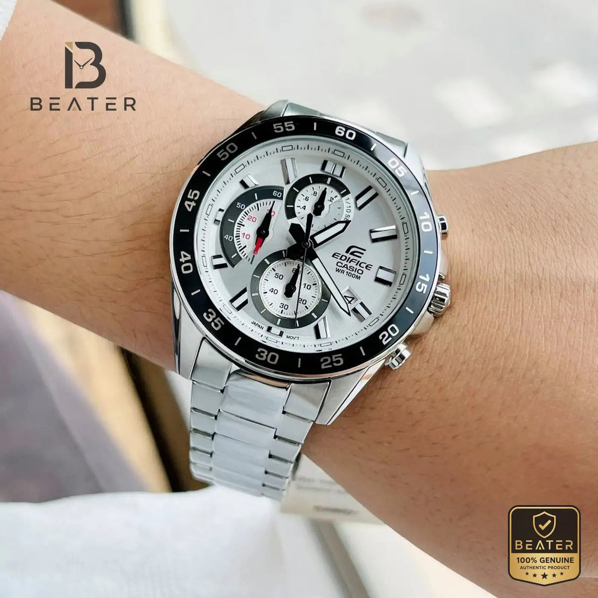 Casio Edifice EFV-550D-7AVUDF Men's Stainless Steel Band & Clasp Detail - Beater