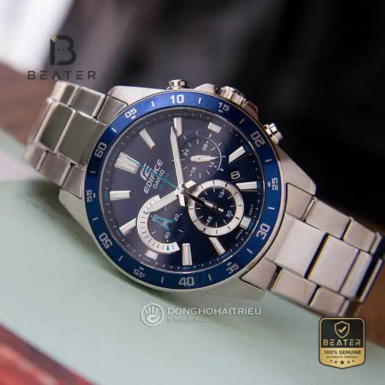 CASIO EDIFICE EFV-570D-2AVUDF Men's Blue Dial Watch Front View - Beater