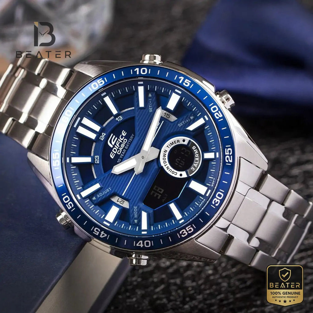CASIO EDIFICE EFV-C100D-2AVDF Men's Watch Front Dial View - Beater