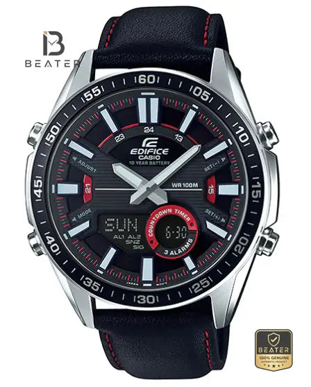 CASIO EDIFICE EFV-C100L-1AVDF Men's Black Dial Watch Front View - Beater