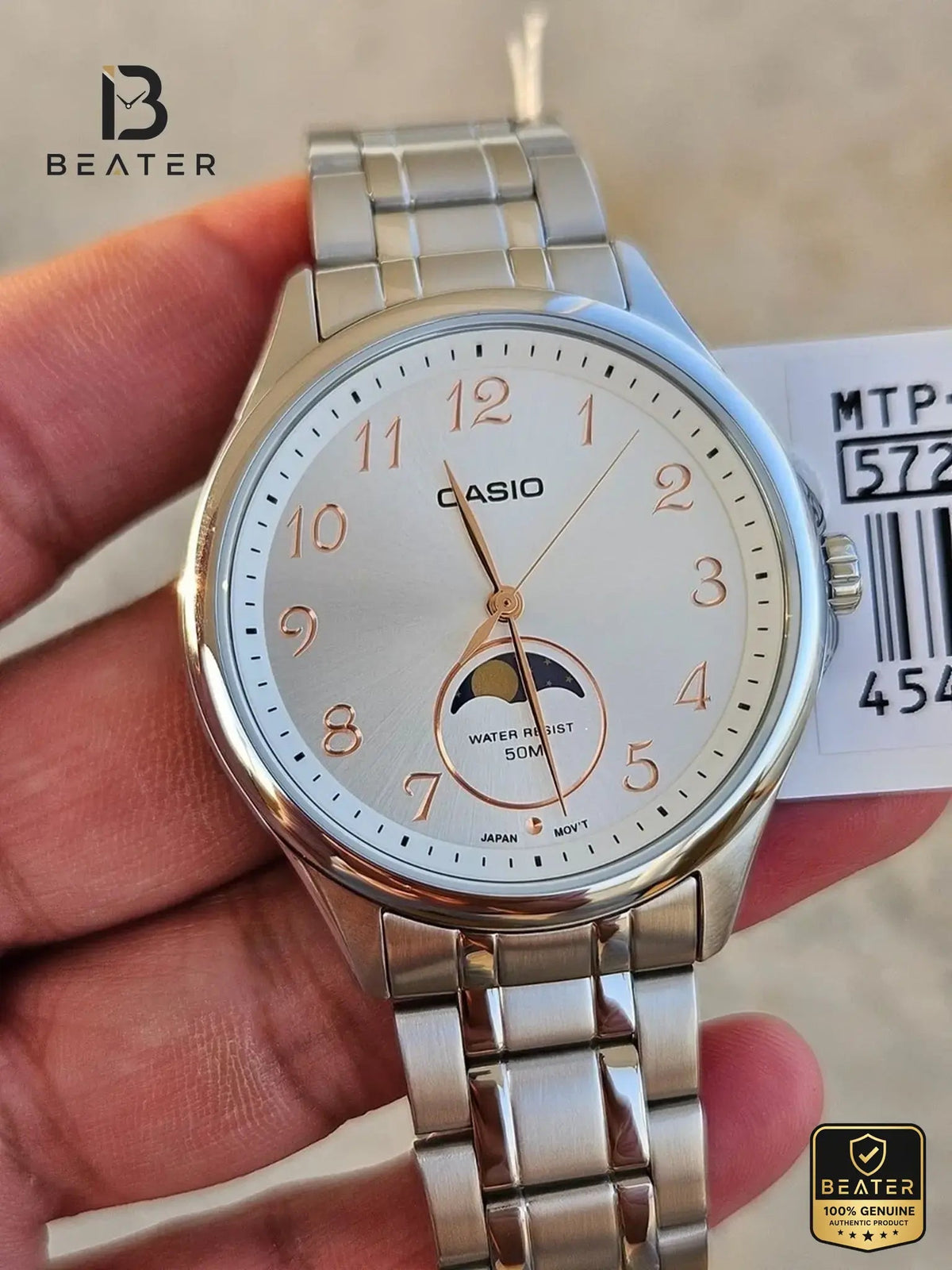 CASIO MTP-M110D-7A Men's Silver Stainless Steel Bracelet Watch - View 3