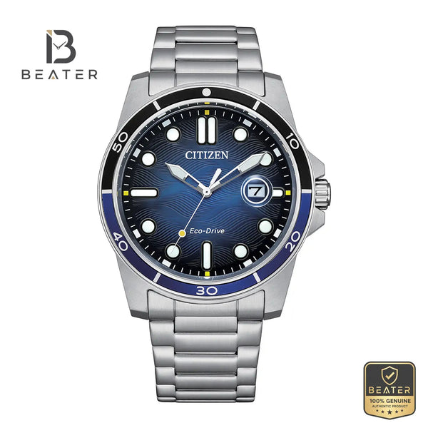CITIZEN AW1810-85L Men's Blue Dial Watch Front View - Beater