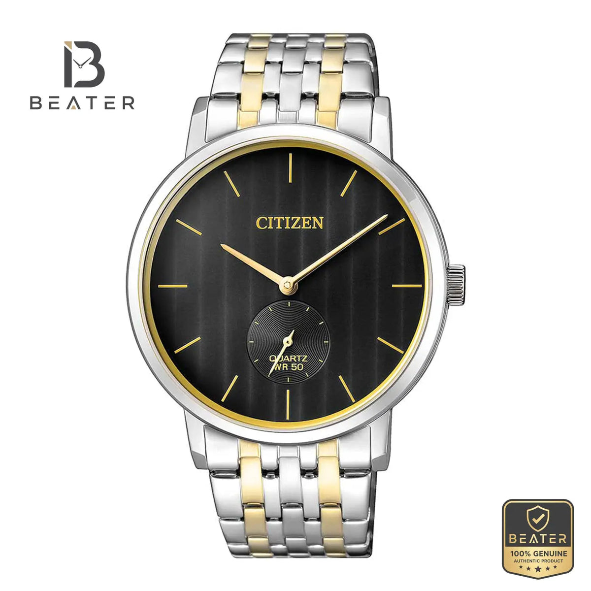 Citizen BE9174-55E Men's Black Dial Stainless Steel Bracelet Watch Front Dial View - Beater