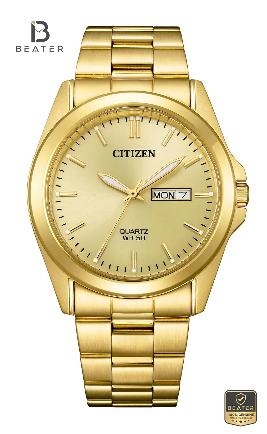 CITIZEN BF-583-59P Men's Gold Dial Watch Front Dial View - Beater