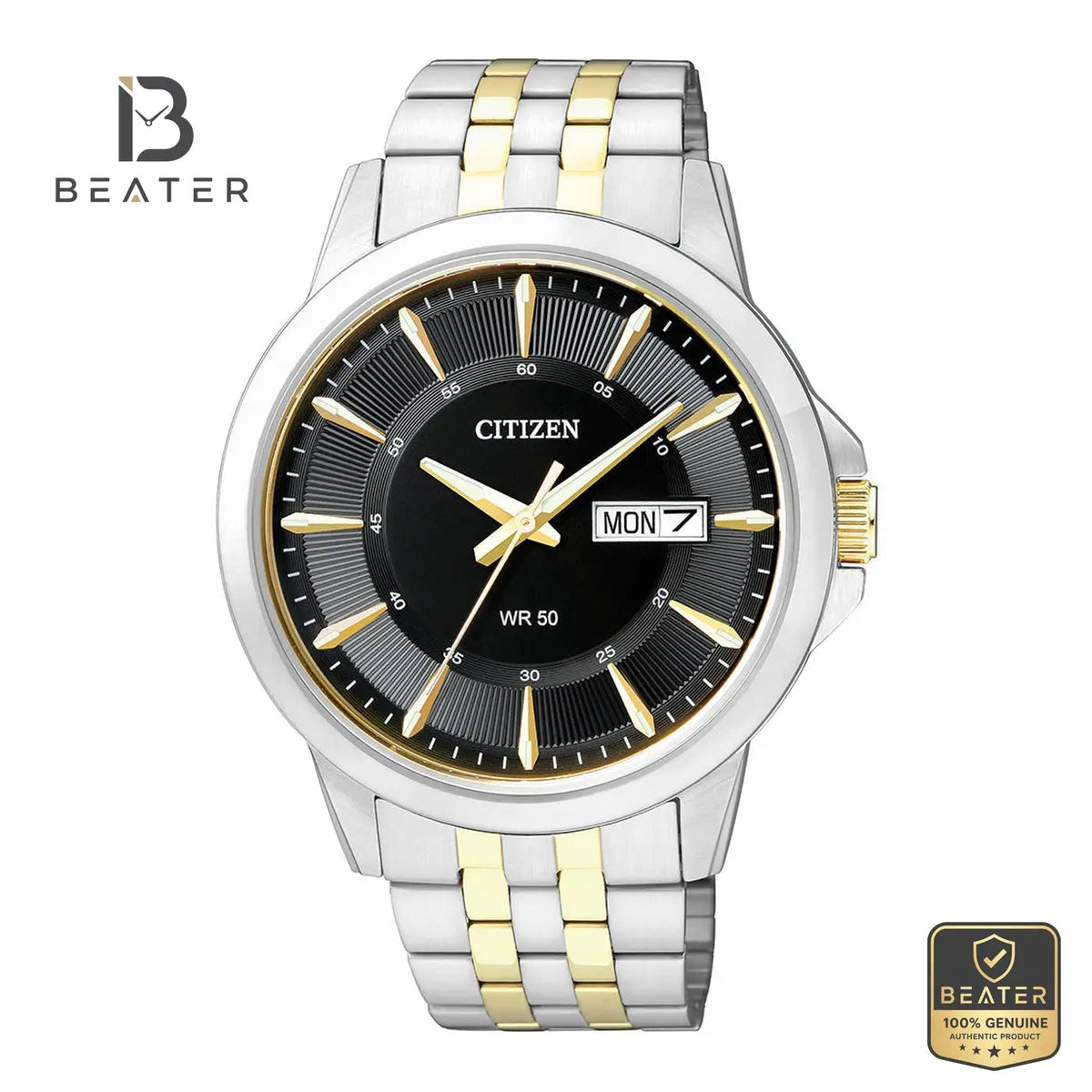 CITIZEN BF2018-52E Men's Black Dial Stainless Steel Bracelet Watch Front Dial View - Beater Main image