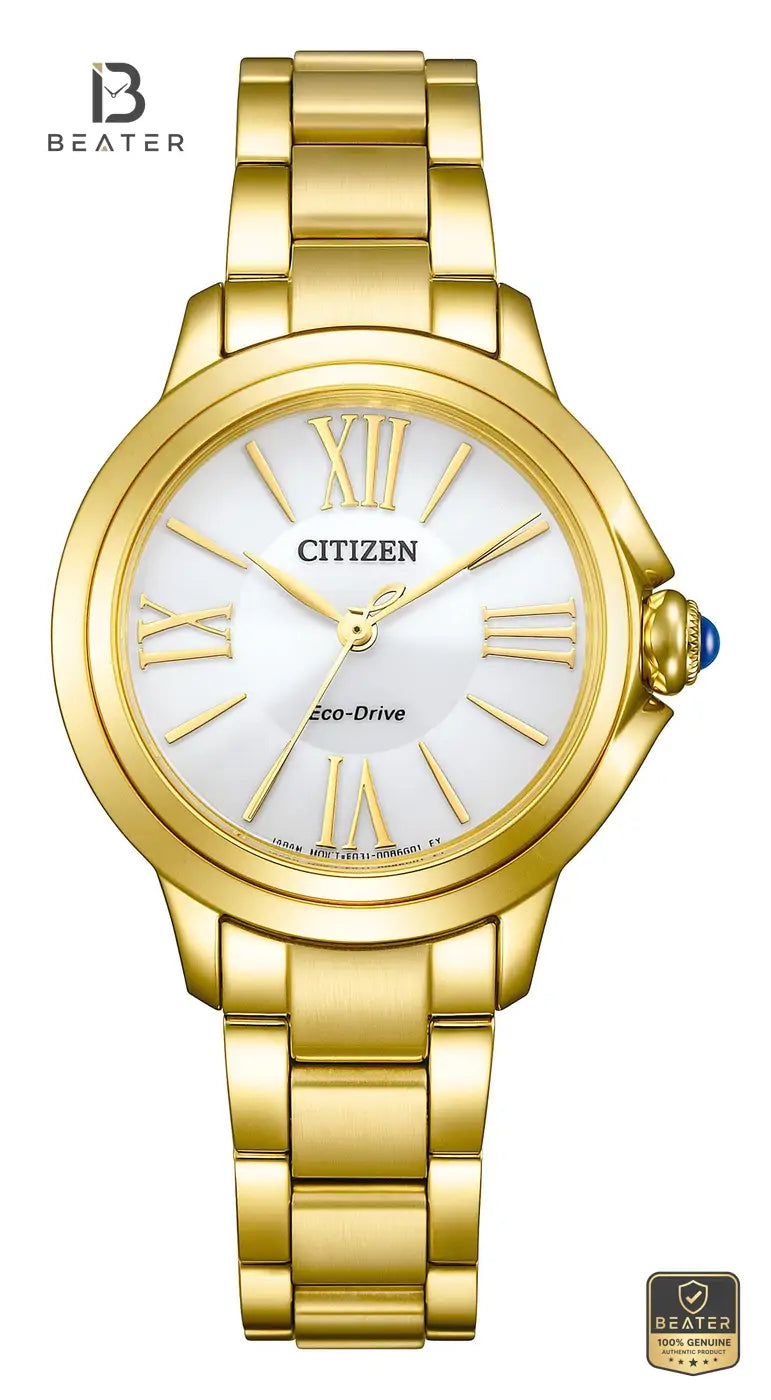 Citizen L EM1162-52A Women's Gold Plated Bracelet Watch Front Dial View - Beater