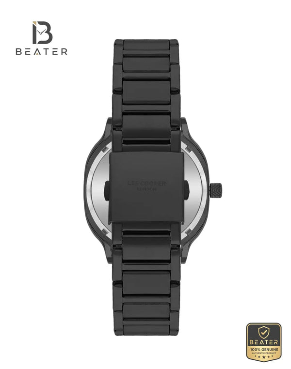 Lee Cooper LC07974.650 Men's Black Metal Strap & Clasp Detail - Beater