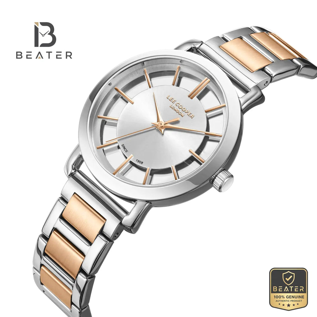 Lee Cooper LC08037.530 Women's Silver/Rose Gold Metal Strap Watch - View 3 - Beater