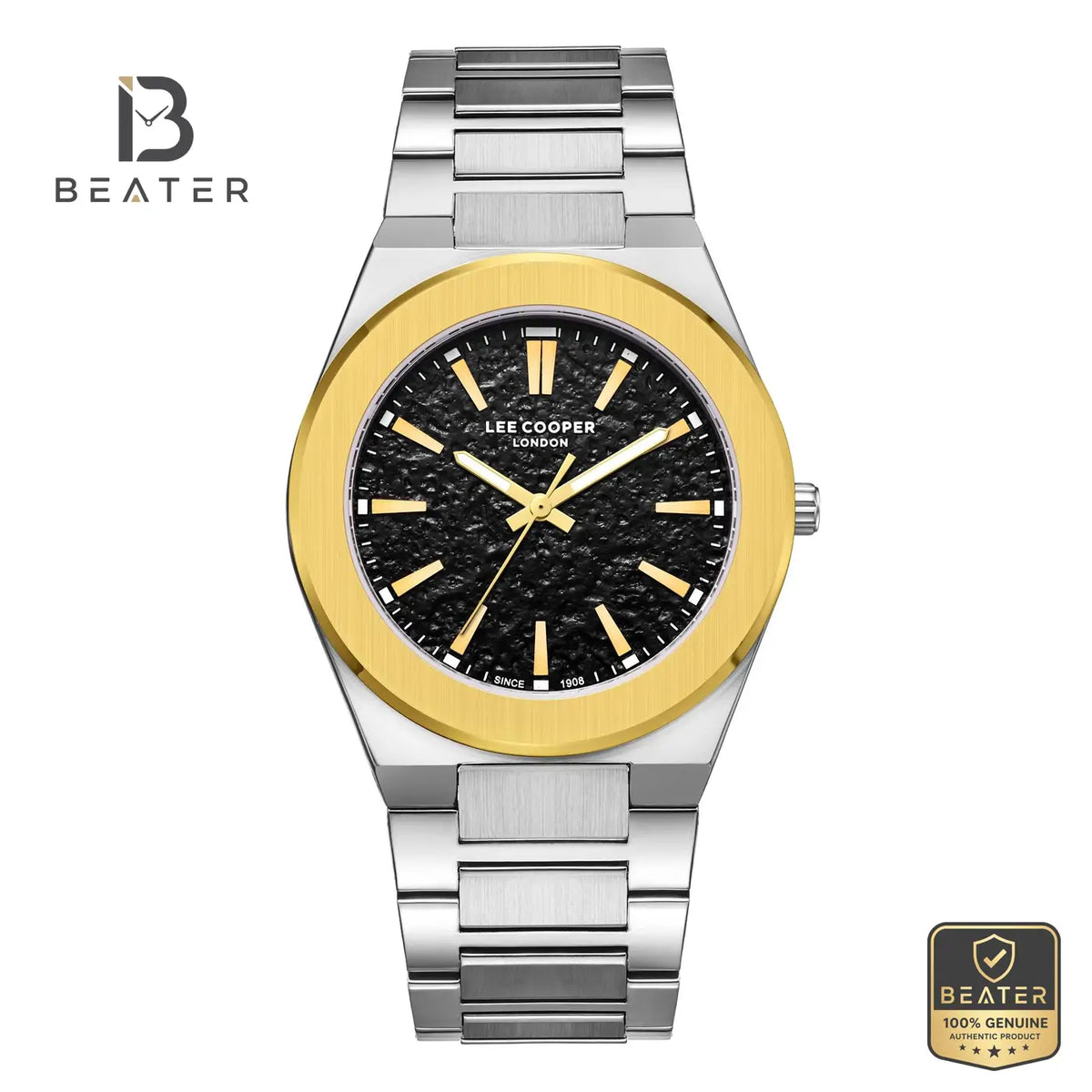 Lee Cooper LC08054.250 Men's Black Metal Strap Watch - Beater