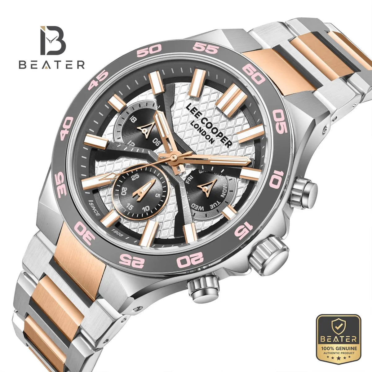 Lee Cooper LC08067.360 Men's Gun Metal Strap Watch - View 2 - Beater