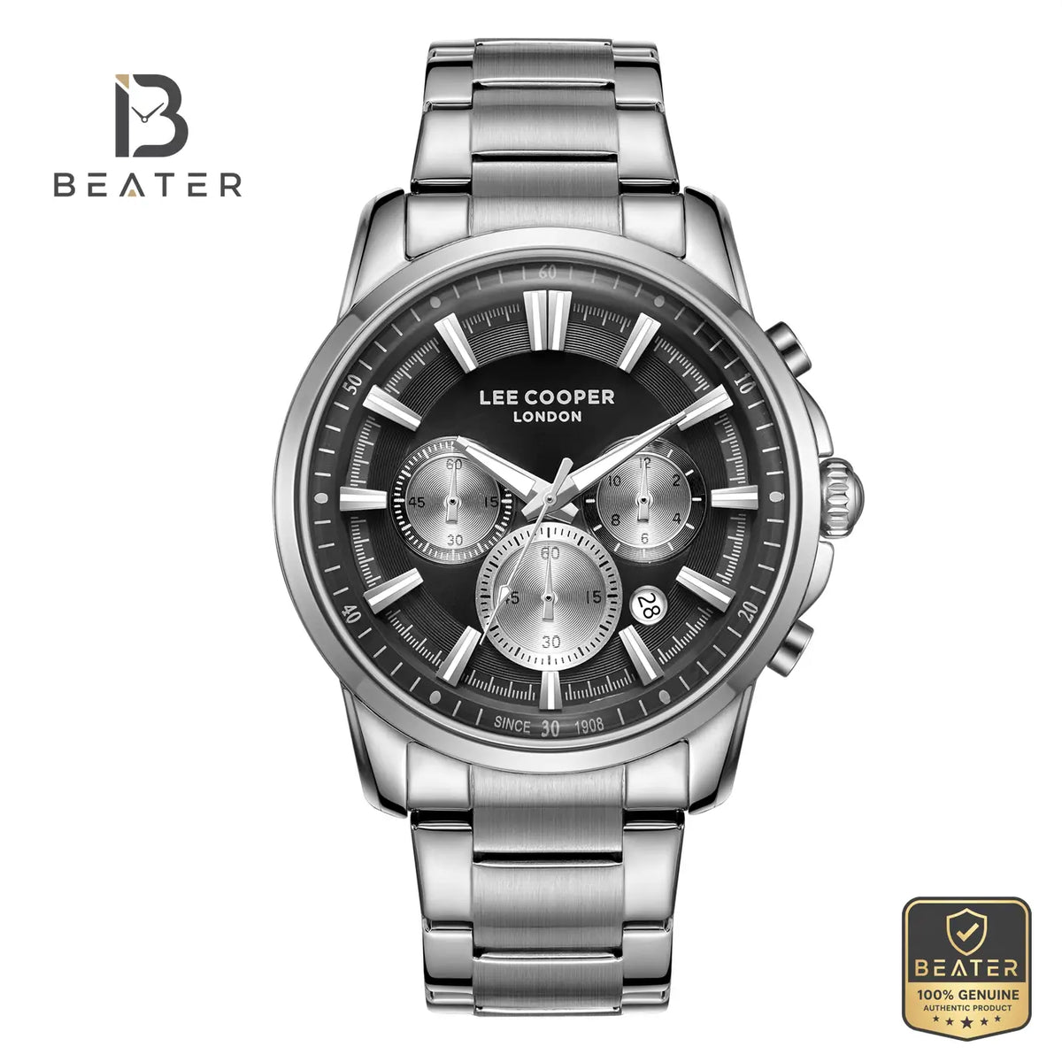 Lee Cooper LC08068.350 Men's Black Metal Bracelet Watch - Beater