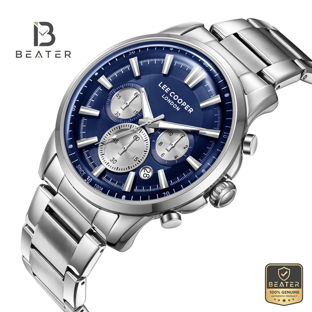 Lee Cooper LC08068.390 Men's Dark Blue Metal Strap Watch - View 2 - Beater