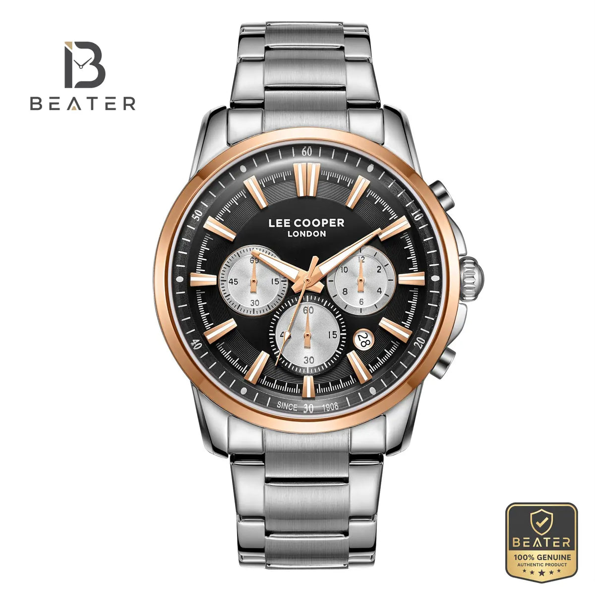 Lee Cooper LC08068.550 Men's Black Stainless Steel Watch - Beater