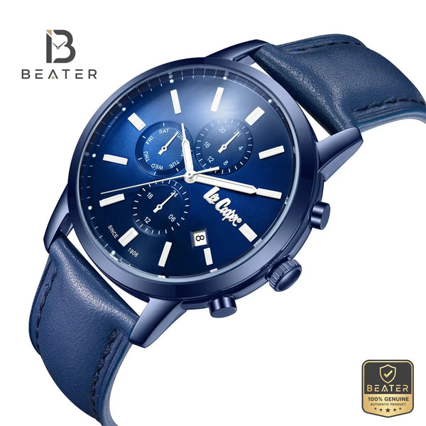 Lee Cooper LC08085.999 Men's Dark Blue Leather Strap Watch - View 2 - Beater