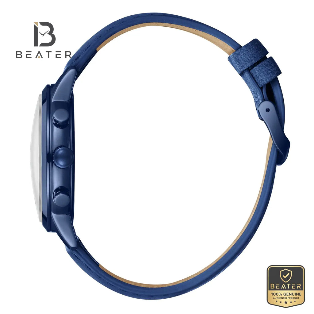 Lee Cooper LC08085.999 Men's Dark Blue Leather Strap Watch - View 3 - Beater