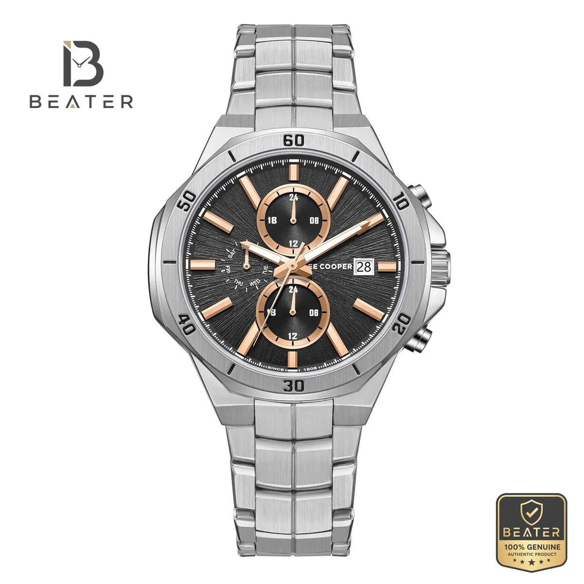 Lee Cooper LC08087.340 Men's Dark Brown Metal Strap Watch - Beater