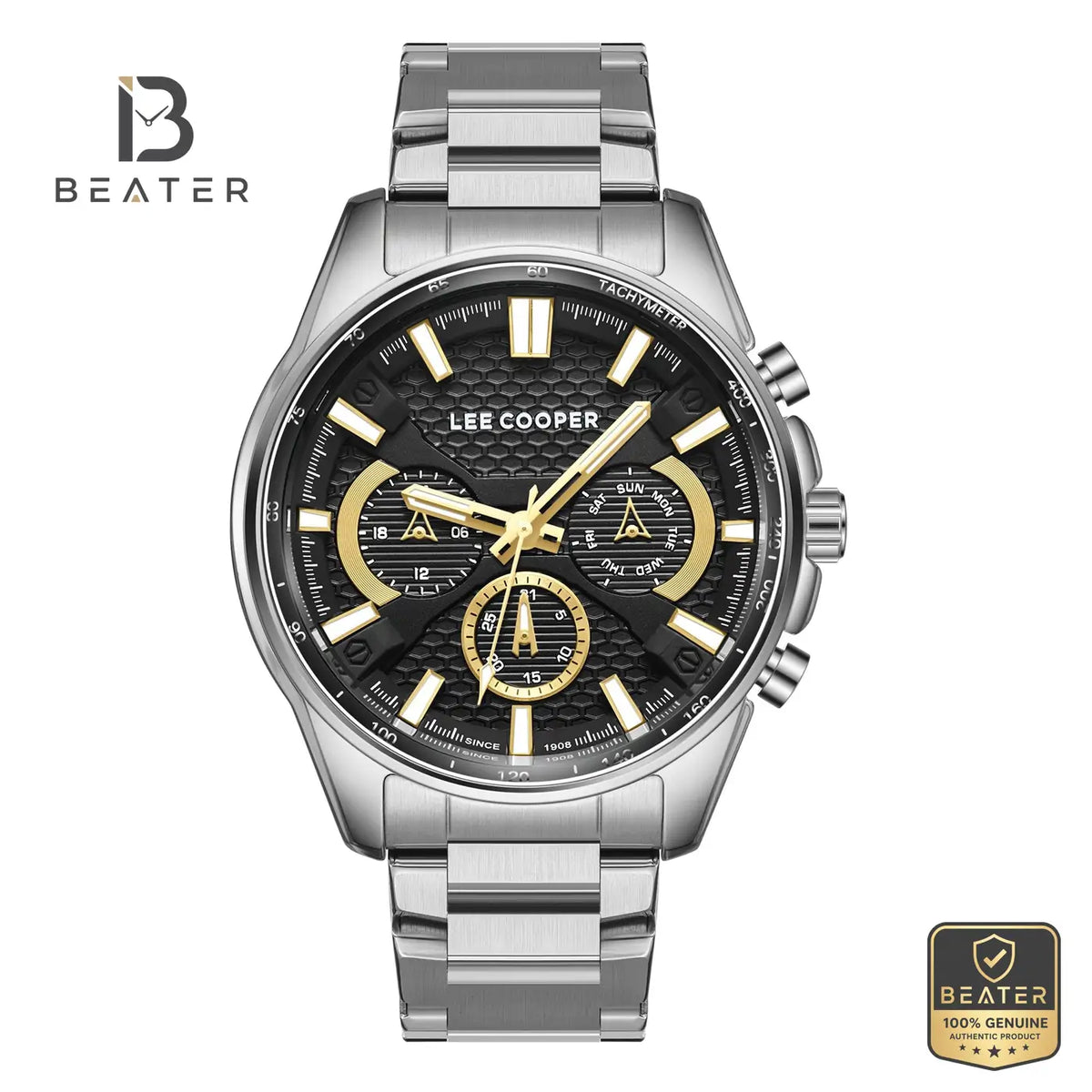 Lee Cooper LC08090.380 Men's Black SuperMetal Bracelet Watch - Beater