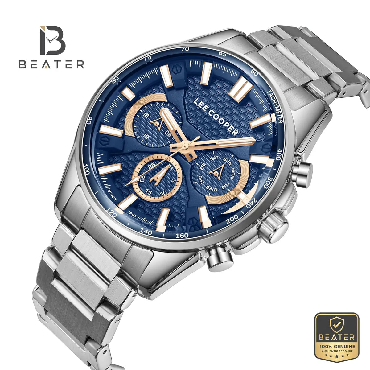 Lee Cooper LC08090.390 Men's Dark Blue Metal Bracelet Watch - View 2 - Beater