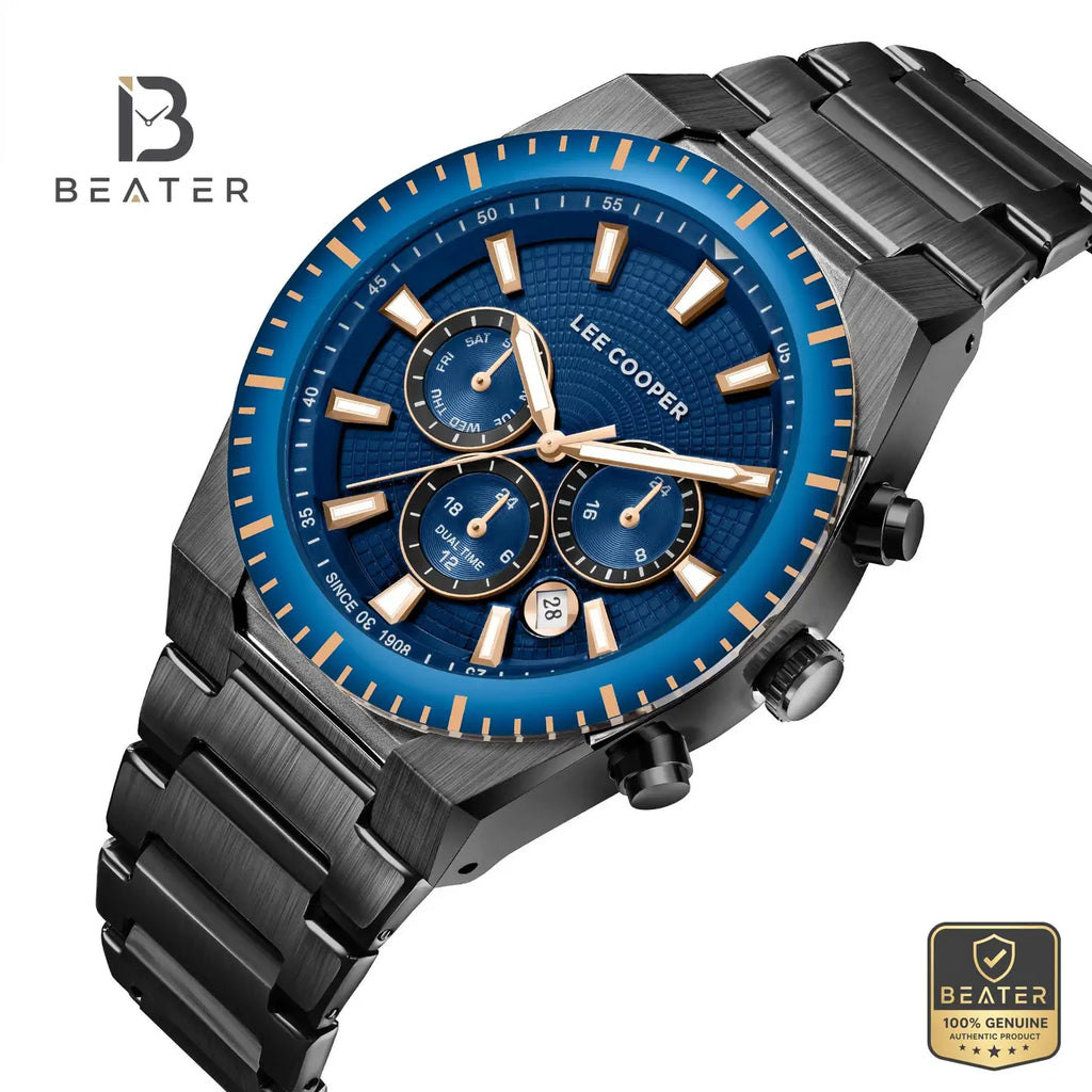 Lee Cooper LC08100.090 Men's Dark Blue Metal Strap Watch - View 2 - Beater