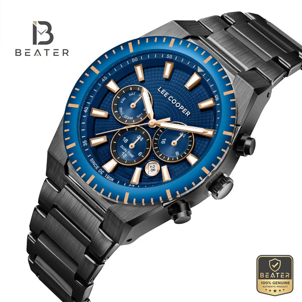 Lee Cooper LC08100.090 Men's Dark Blue Metal Strap Watch - View 2 - Beater