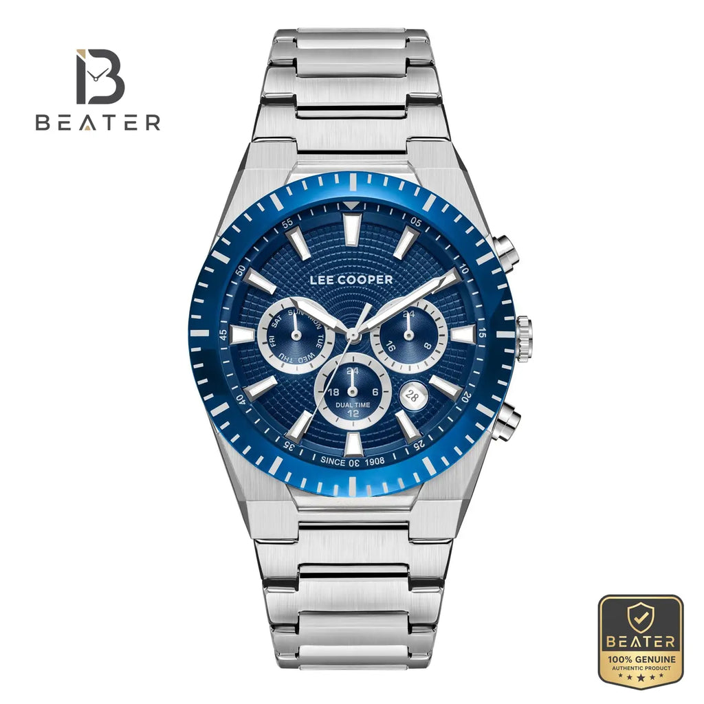 Lee Cooper LC08100.390 Men's Dark Blue Metal Strap Watch - Beater