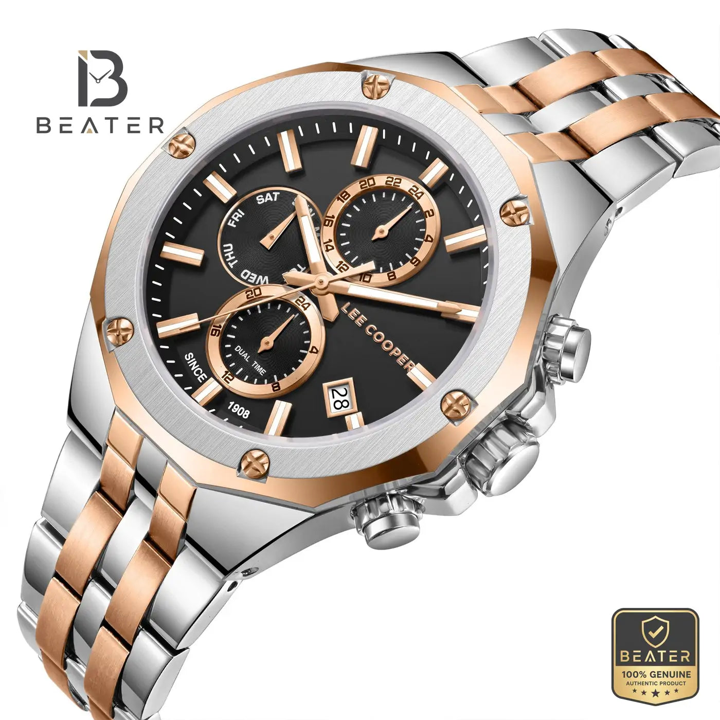 Lee Cooper LC08104.550 Men's Black Dial Metal Bracelet Watch Secondary image