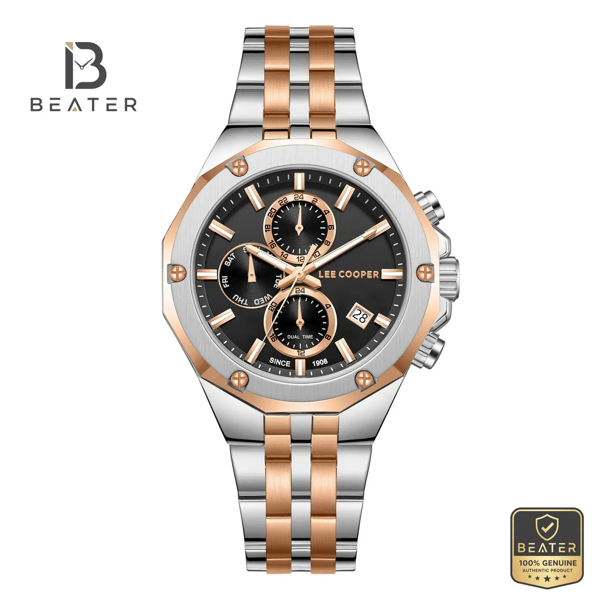 Lee Cooper LC08104.550 Men's Black Dial Metal Bracelet Watch - Beater Main image
