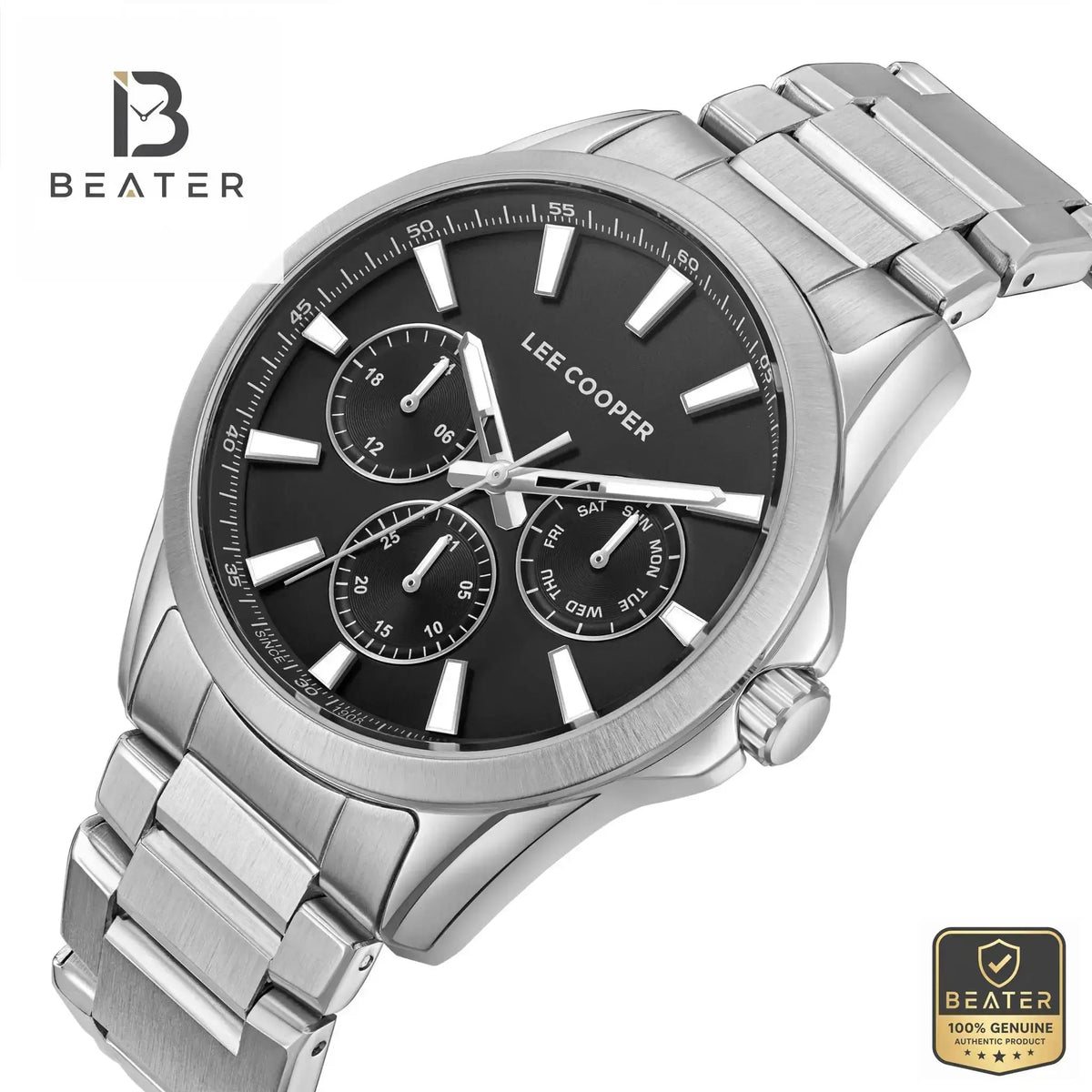 Lee Cooper LC08105.350 Men's Silver Metal Band Case Profile - Beater