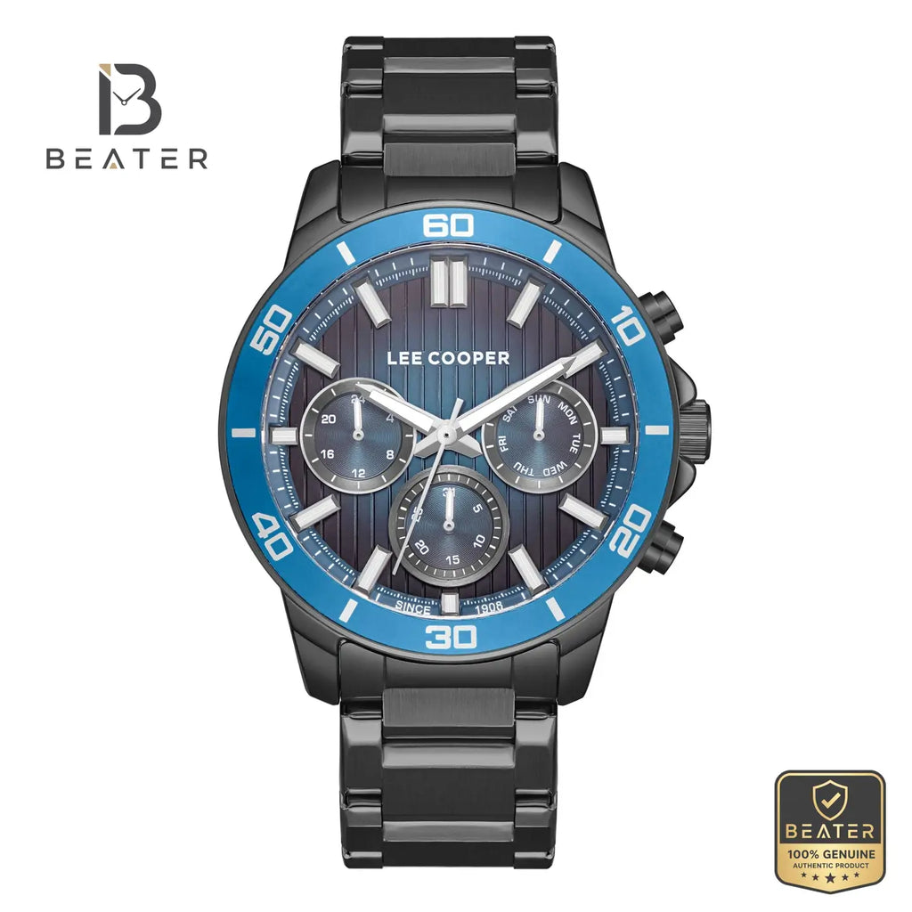 Lee Cooper LC08106.090 Men's Dark Blue Metal Strap Watch - Beater