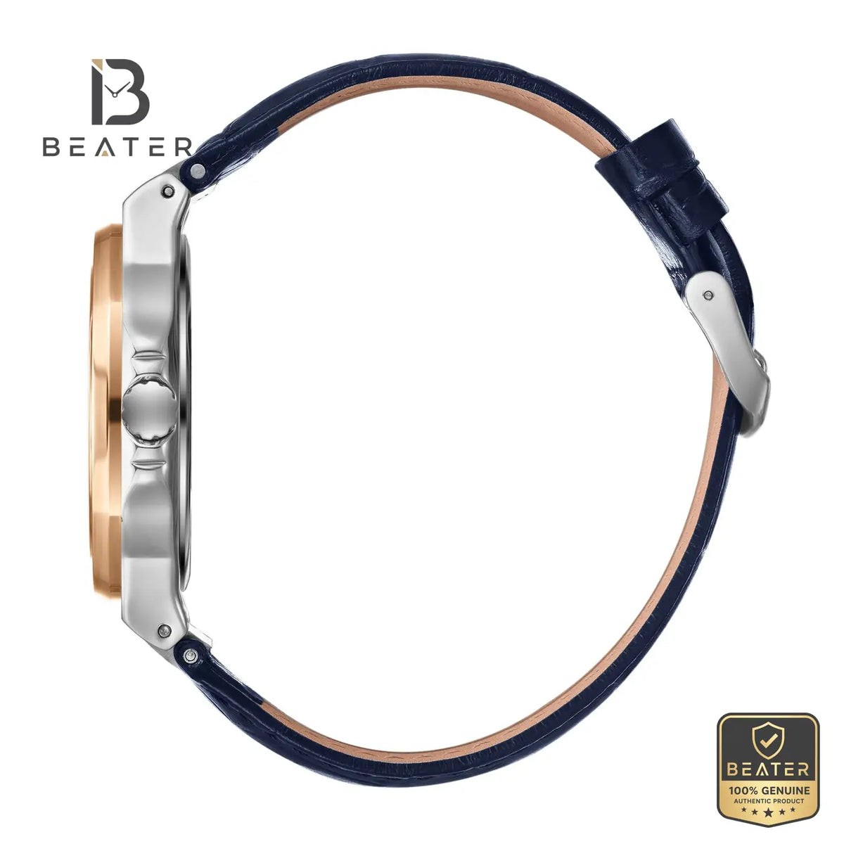 Lee Cooper LC08108.599 Men's Dark Blue Leather Strap Watch - View 3 - Beater