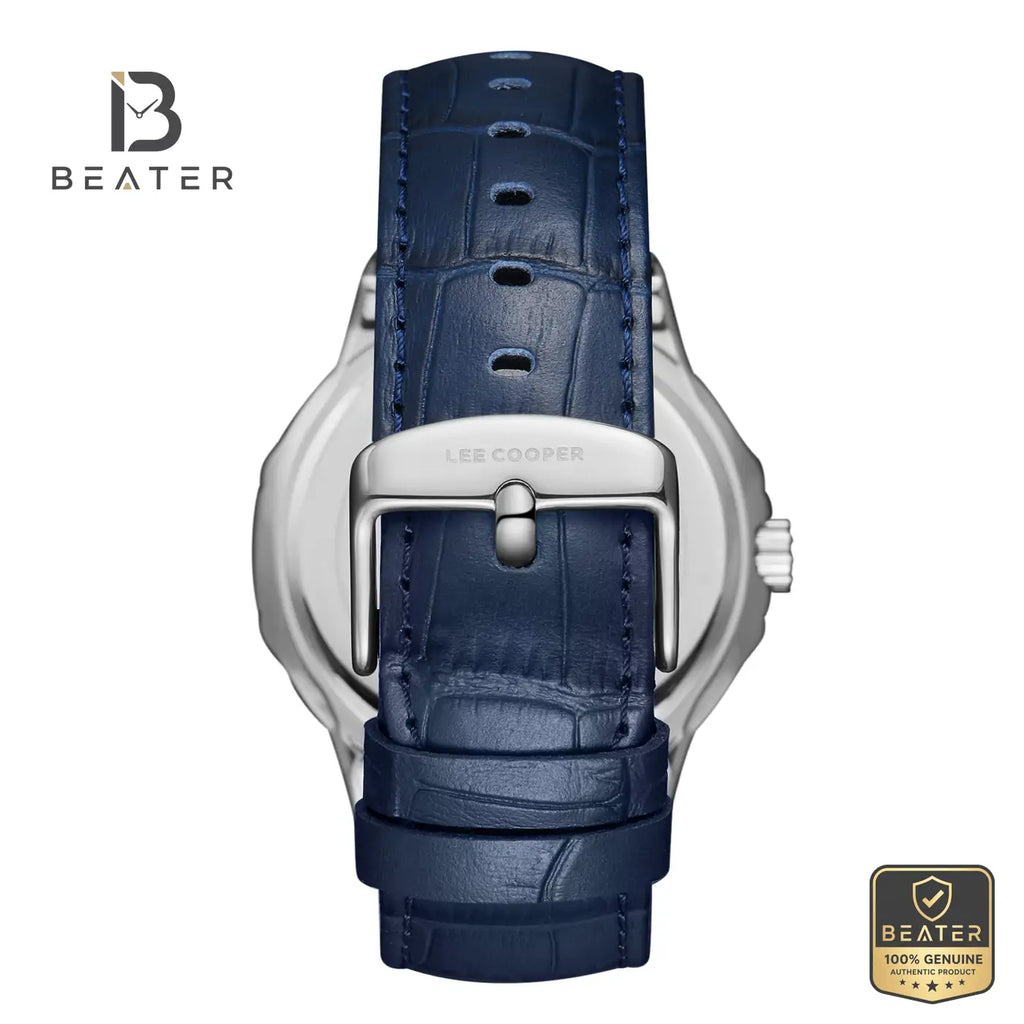 Lee Cooper LC08108.599 Men's Dark Blue Leather Strap Watch - View 4 - Beater