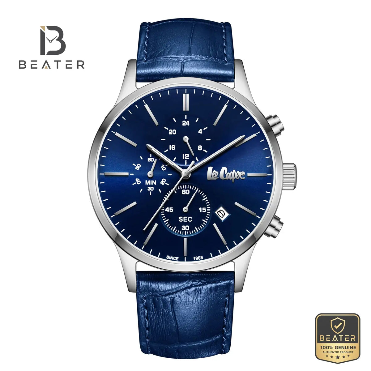 Lee Cooper LC08154.399 Men's Dark Blue Leather Strap Watch - Beater