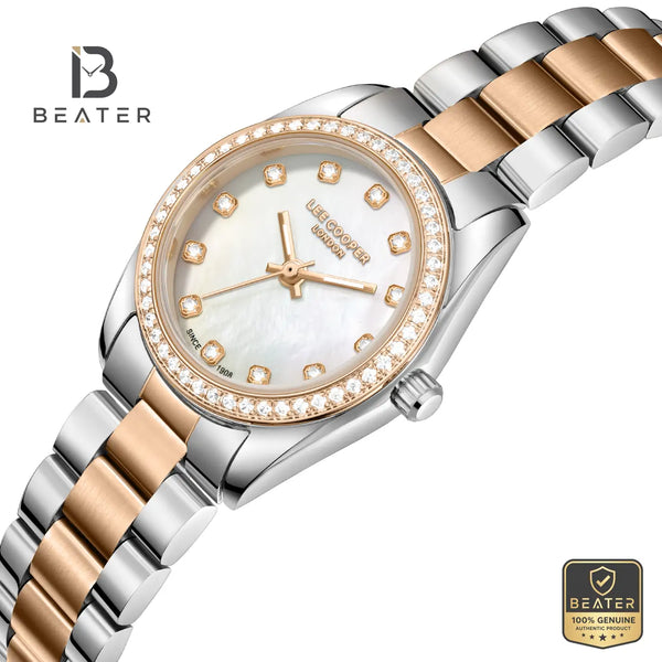 Lee Cooper LC08155.520 Women's White Mop Metal Strap Watch - View 2 - Beater